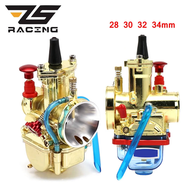 ZS Racing Golden PWK 28 30 32 34mm With Clear Float Bowl 2T 4T Motorcycle Carburetor Fit Dirt Bike Pit Bike Scooter ATV Quad UTV