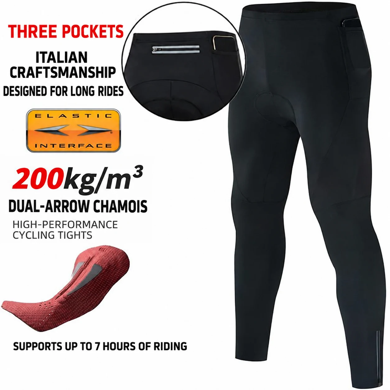 HIGH-DENSITY FOAM 3 Pocket Men's Cycling Pants Summer Breathable MTB Mountain Bike Bib Tights Bicycle Clothing Road Bike Pants