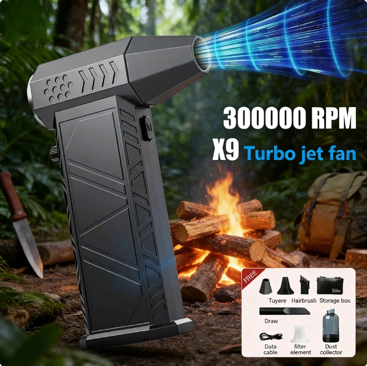 

X9 Pro Powerful Airflow Dust Blower 300,000 RPM Intense Fan Type USB-C Charging Strong Wind Force Brushless Turbojet hair dryer