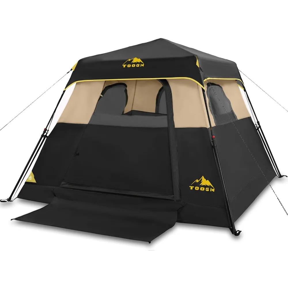 خيمة تخييم سريعة الإعداد تتسع لـ 3/4 أشخاص مع باب واحد وأربعة نوافذ وتهوية معززة ومقاومة للماء وقماش أكسفورد مقاس 8 × 8 × 67 بوصة #1