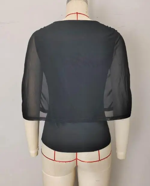 2025 봄 여름 신상 단색 라운드넥 메쉬 스플라이싱 슬림핏 여성용 탑, 우아하고 패셔너블한 단색 탑