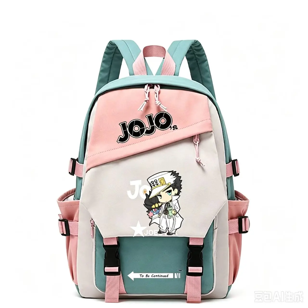 JoJo's Bizarre Adventure Anime Backpack, Kujō Jōtarō & Brando Fan‑art Student School Bag, Teens Outdoor Travel Backpack