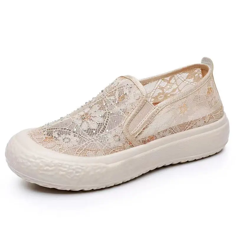 Il nuovo pizzo estivo da donna scava fuori la suola piatta scarpe sportive Casual suola morbida antiscivolo traspirante Slip-On scarpe pigre mocassini scarpe