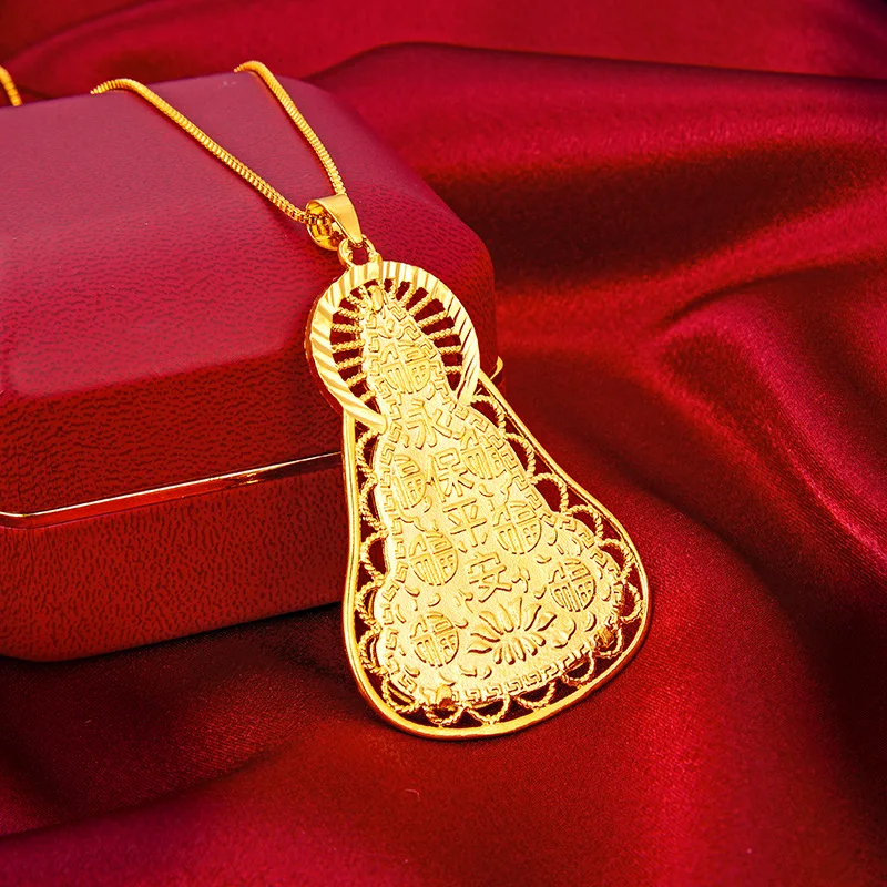 

Luxury 24K 9999 Pure Gold real gold Guanyin Pendant for Men and Women Necklace