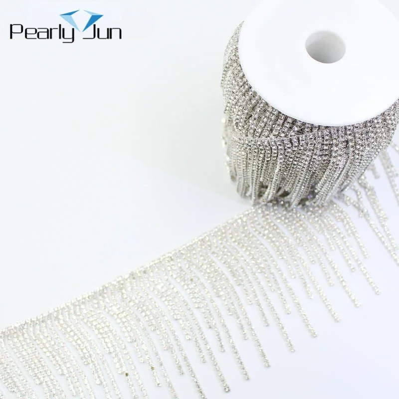 1/5 Yards Luxury Diamond Long Short Tassel Chain Decoration for Skirt Coat Bag Dress DIY Sew Accessories Rhinestone Trim ML117