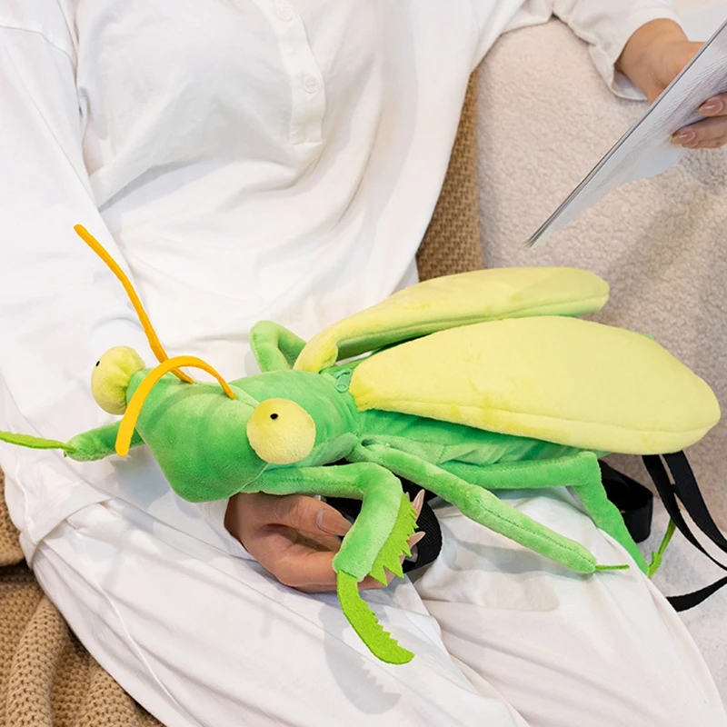เช่นแมลงจริงกระเป๋าเป้สะพายหลัง Soft Dragonfly Mantis กระเป๋าสะพายคู่กระเป๋าสตางค์ Plush กระเป๋าจัดส่ง Creative Plushie ของขวัญวันเกิด