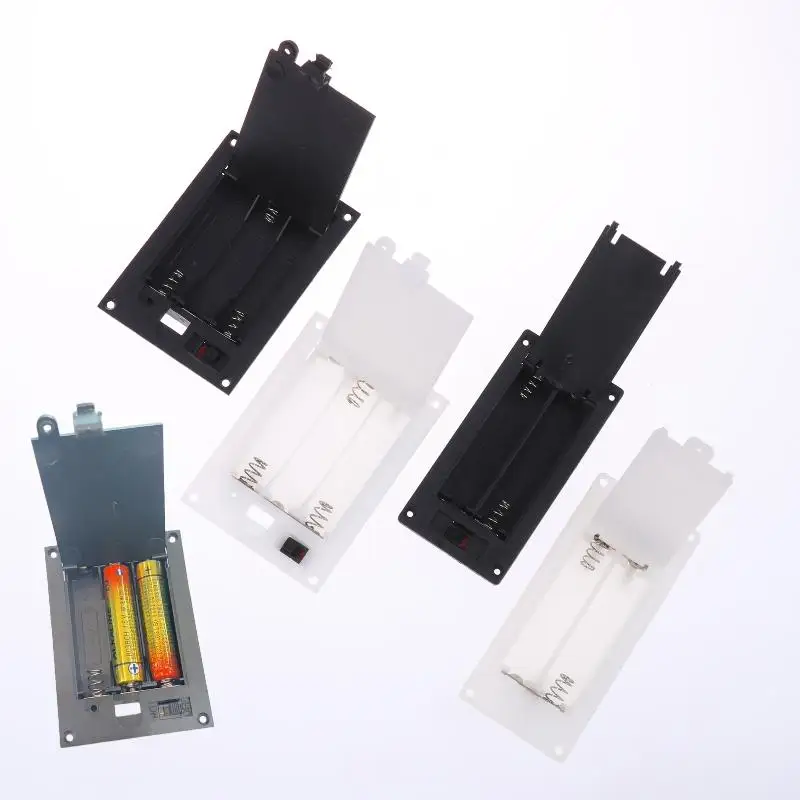 1/3Pcs Batteries Shell Plastic 2x3x AAA Rectangular Embedded Battery Holder Storage Box Case With Switch Cover