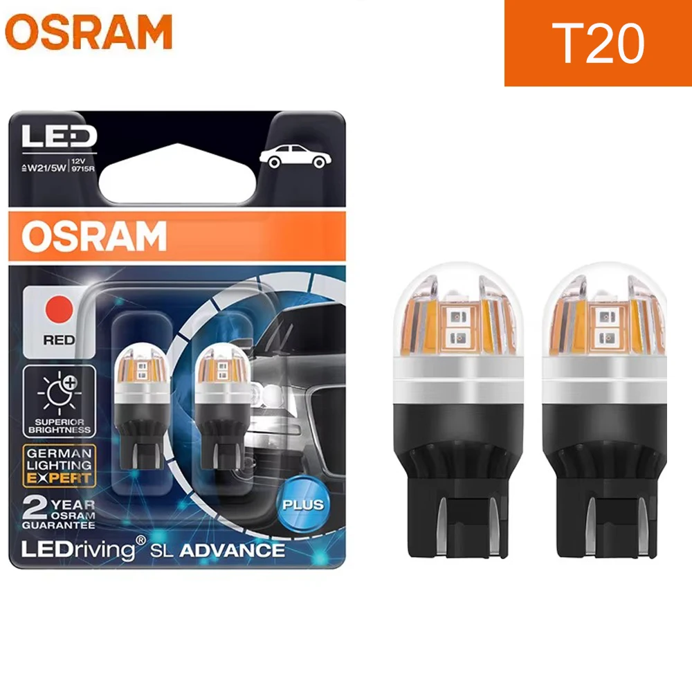 OSRAM LED T20 W21W WY21W W21/5W Turn Signal Light 7440 7443 LEDriving SL Advance LED Car Reverse Lamps Brake Stop Bulbs, Pair