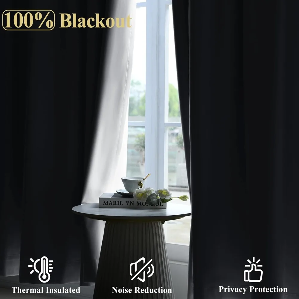 Rideaux occultants extra longs de 20 pieds avec embrasses, polyester isolé thermique pour fenêtres hautes, conception à plis pincés