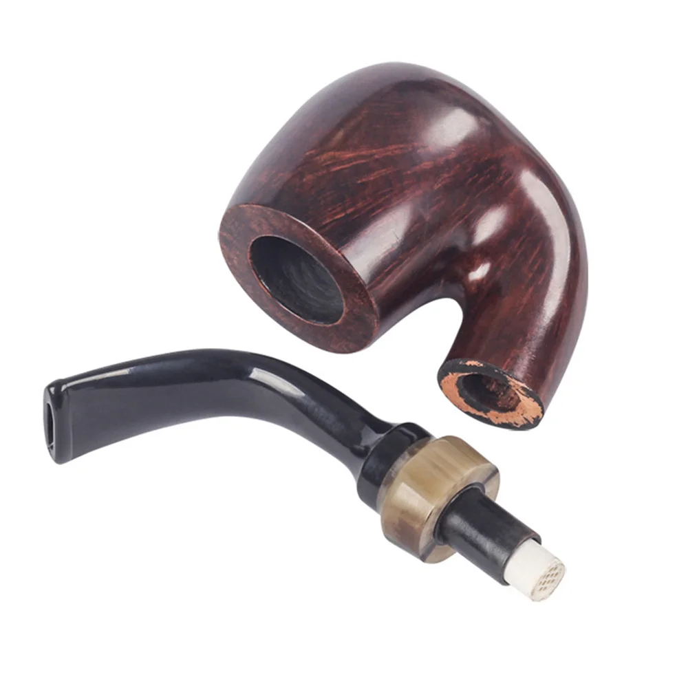 Large Curved Mouth 9mm Filter Flue Bruyere Wood Pipe For Cut Tobacco Retro Gentleman Handmade Smoking Pipe Gift With Accessory