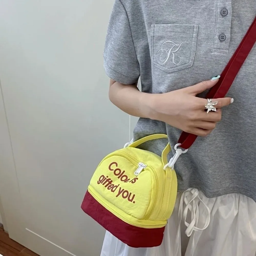 แฟชั่น Letter SHELL กระเป๋าสะพาย Contrast สีมือถือไนลอน Crossbody กระเป๋าน้ําหนักเบาสไตล์เกาหลีกระเป๋าถือผู้หญิงกลางแจ้ง