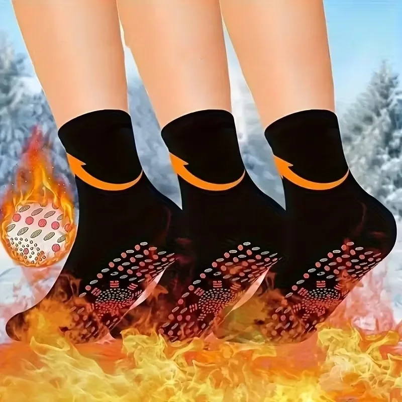 

Winter Self Heating Socks Thick Breathable Warm Cotton Crew Socks Sweat Absorbing Massage Thermal Socks Holiday Gift