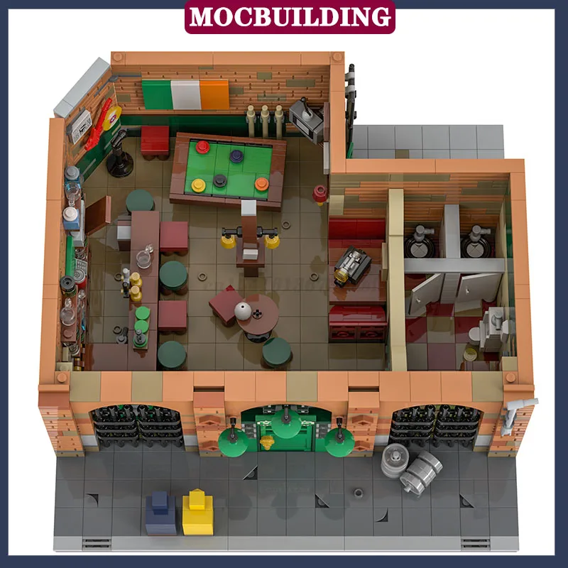 MOC City Street View Architecture Modular Pub Model importer, Night Assembly Collection Series, Toy Gifts