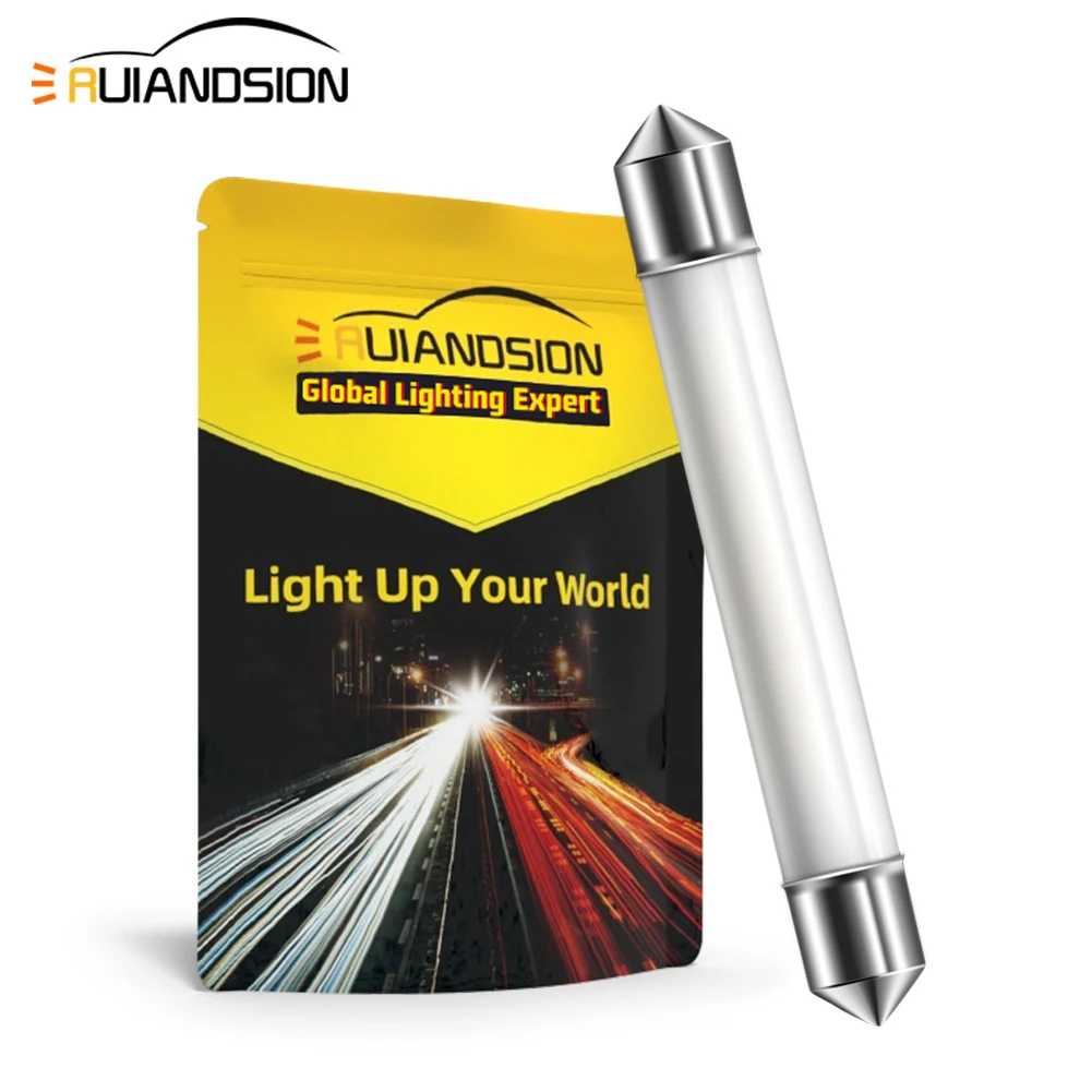 Ruiandsion New Festoon 44mm 45mm High Quality White LED Bulb C5W C10W Car License Plate Light Auto Interior Reading Dome Lamp 1W