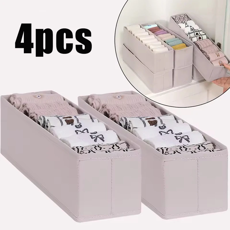 

1/4pcDrawer Organizer Underwear Socks Storage Box Panties Storage Boxes Clothes Organizer Cabinets Drawers Bedroom Wardrobe Case