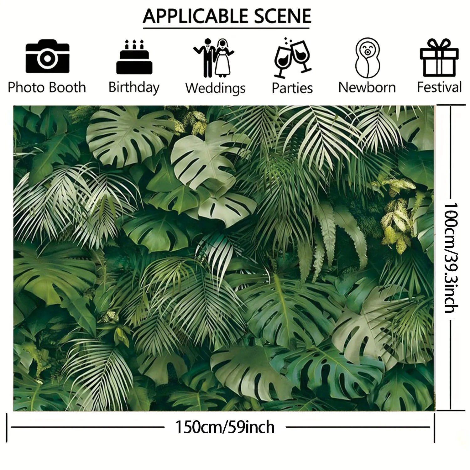 1pc 150cm*100cm Tropical Jungle Green Leaf Photography Background Fabric