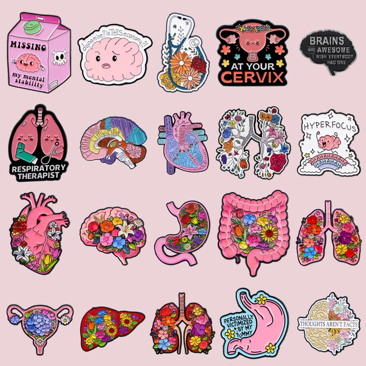 

Anatomical Organ Enamel Pin Brain Heart Lungs Uterus Lapel Pins Badge on Backpack Clothes Decoration Jewelry Doctor Nurse Gifts