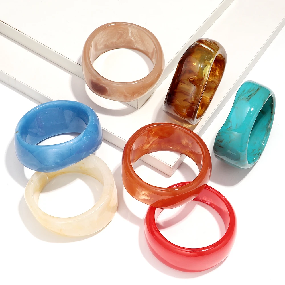 

Colorful Exaggerated Charming Bracelet Jewelry Gift Bohemian Acrylic Irregular Geometric Chunky Bangle Women's Resin