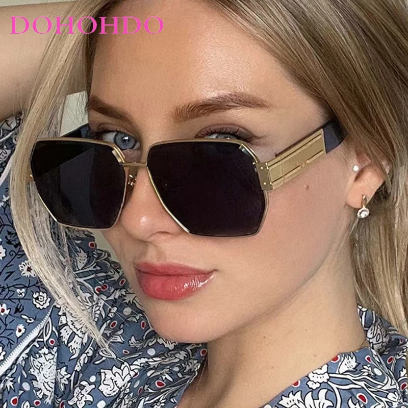 

New Fashion Big Frame Square Sunglasses Unisex Luxury Metal Decorative Design Outdoor Sports Street Photography Eyewear UV400