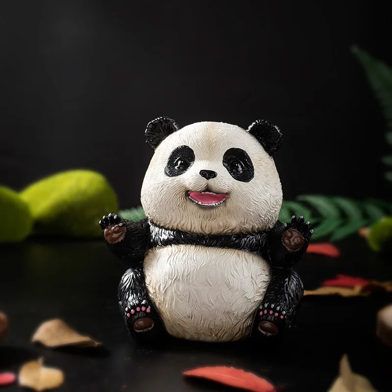 Home Decor Creativity Animal Ornaments Cute Panda Resin Figurines Miniatures Office Table Decoration And Accessories Cure Gift