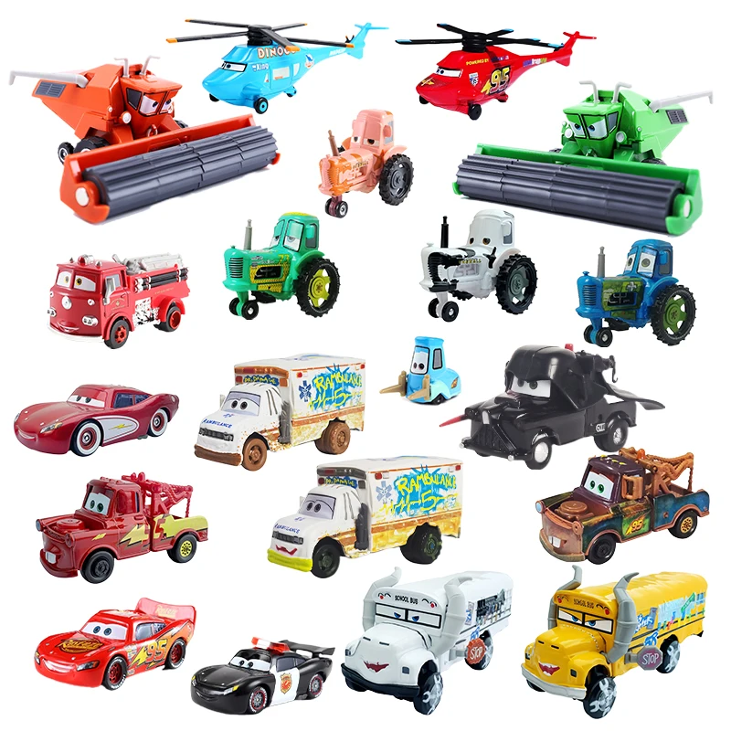 Disney Pixar Cars 3 2 Zeldzame beschadigde Miss Fritter Tractor Frank Guido Queen Die-cast metal Lightning McQueen Mater speelgoed kindercadeau