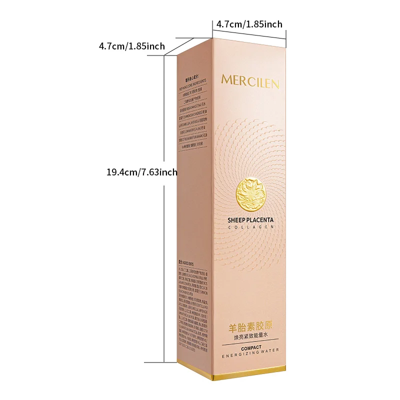 Mercilen Sheep Placenta Collagen Moisturizing Essence Water, Containing Niacinamide and Plant-Based Squalane, Brightens Facial Skin, Makes Skin Look Younger, and Is Suitable for All Skin Types