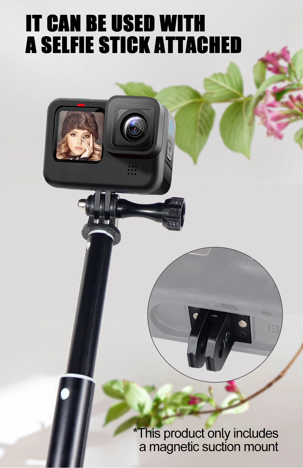 Stativ Mount Adapter Faltbare Magnetische Einbeinstativ Stick Basis 1/4 "Loch Aluminium Legierung für Insta350 DJI GoPro Action Kamera Käfig Rig – Detail 7