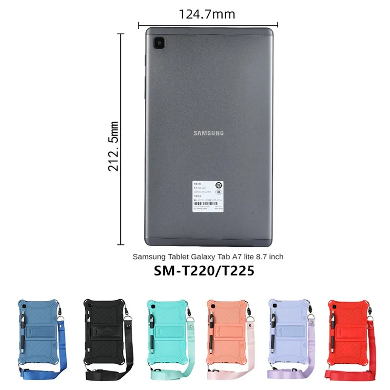 Casing Samsung Tab A7 lite, Sarung HP 8.7 inci SM-T220, SM-T225 lembut berdiri silikon funda samsung untuk tab a7 lite 8.7"