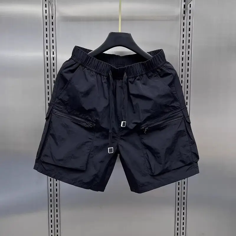 

Summer Men's Casual Loose Workwear Shorts Five-Quarter Length Sporty Comfortable Mid-Waist Straight Leg Green Color
