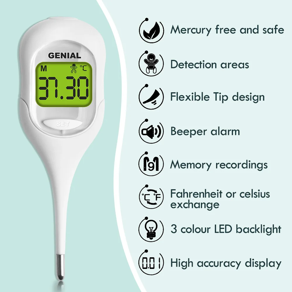 8 Sec Fast Reading Digital Oral Thermometer for Adult, Kid and Baby, Oral,Underarm Temperature Measurement for Fever