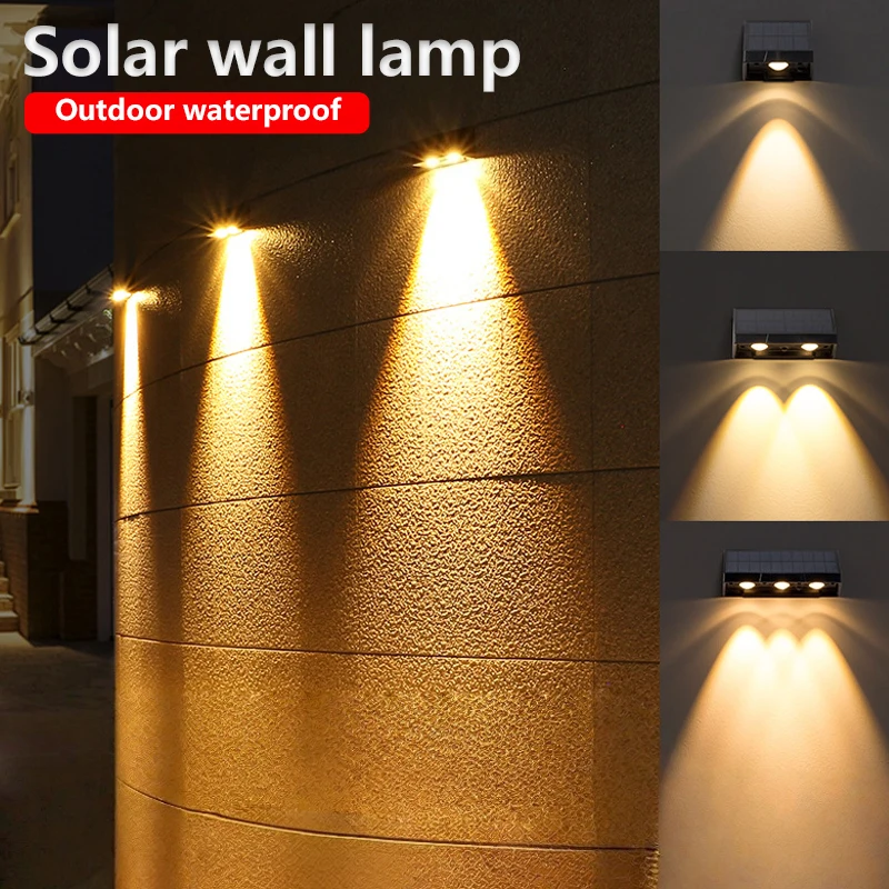 

НОВЫЙ солнечный настенный светильник для наружного освещения IP54 Водонепроницаемая светодиодная лампа Автоматическое освещение ночью для сада, двора или балкона