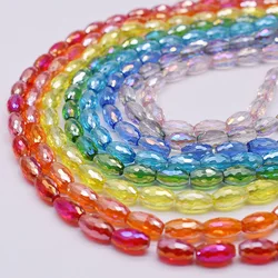 20pcs/bag Ellipse Shape Crystal Glass Beads Red Color Faceted Seed Loose Spacer Beads For Jewelry Making DIY Bracelet 6x10mm