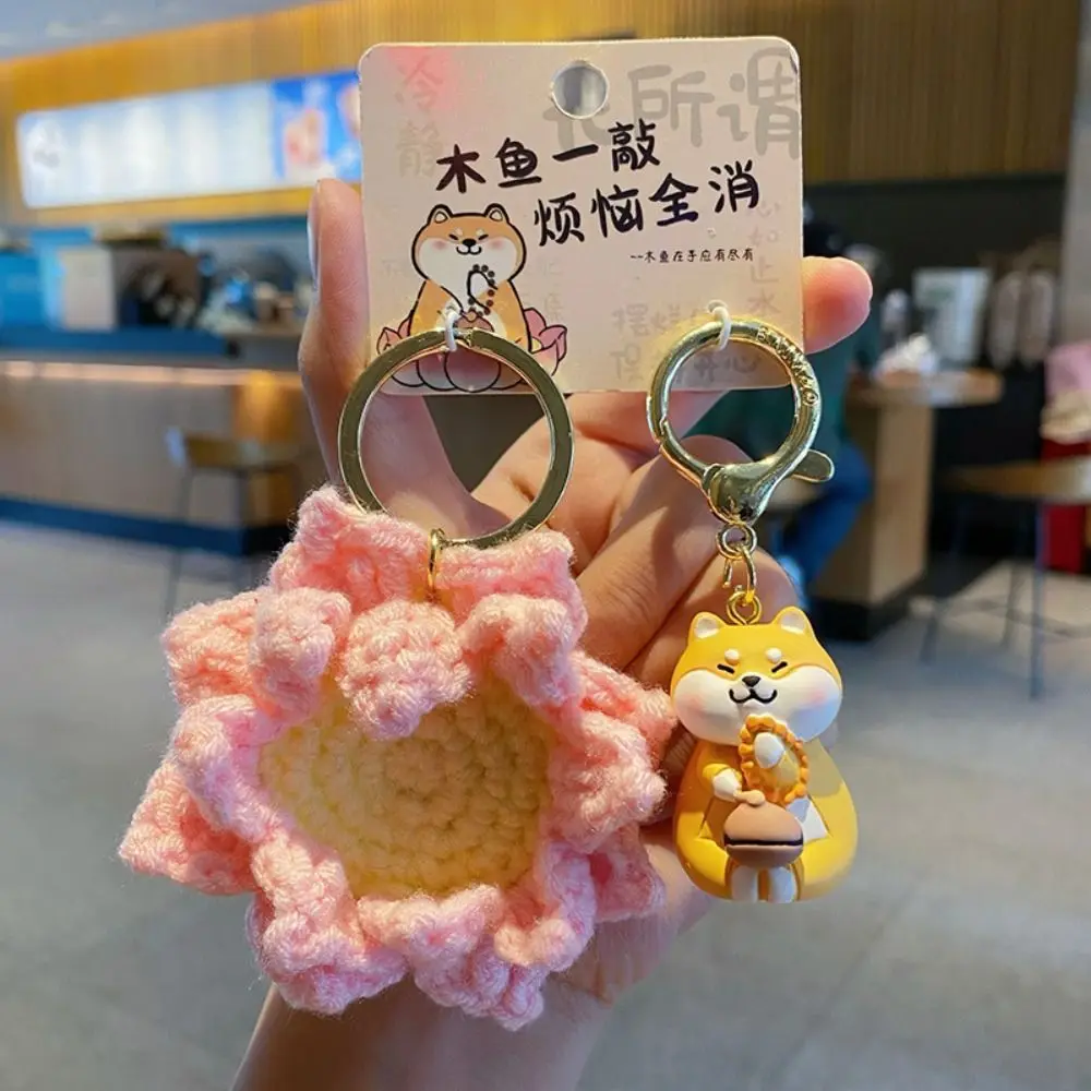 Cartoon Otter Lotus Capybara Keychain Panda Pig Wooden Fish Puppy Pendant Kapibara Woolen Yarn Calico Cat Keyring Bag Hanging