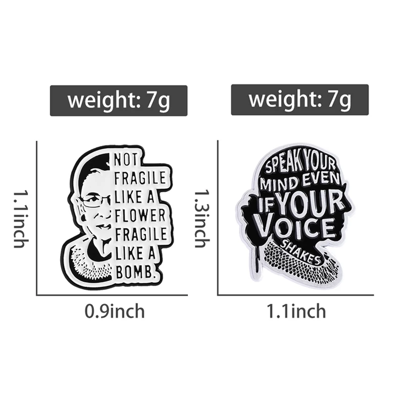 Famower Judge Character Enamel Pins Speak Your Mind NOT FRAGILE LIKE A FLOWER Brooches Bags Lapel Badge Jewelry Gift for Friend