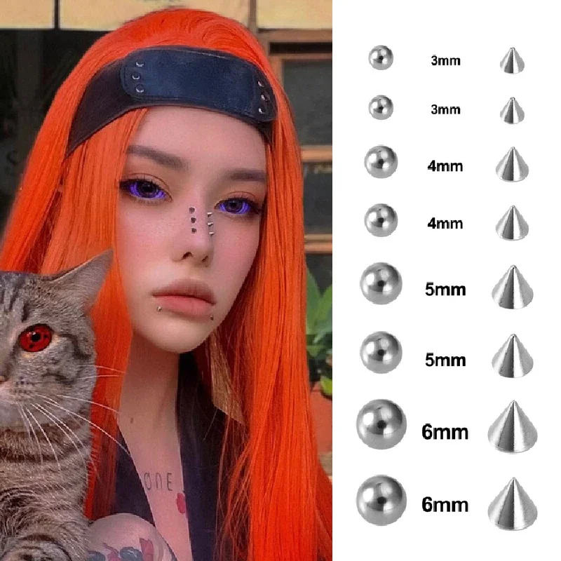 8pcs Sticker Fake Belly Eyebrow Lip Piercing Stud Non Piercied Earring Stud Set Fake Nose Ring Piercing Jewelry Dermal Anchor