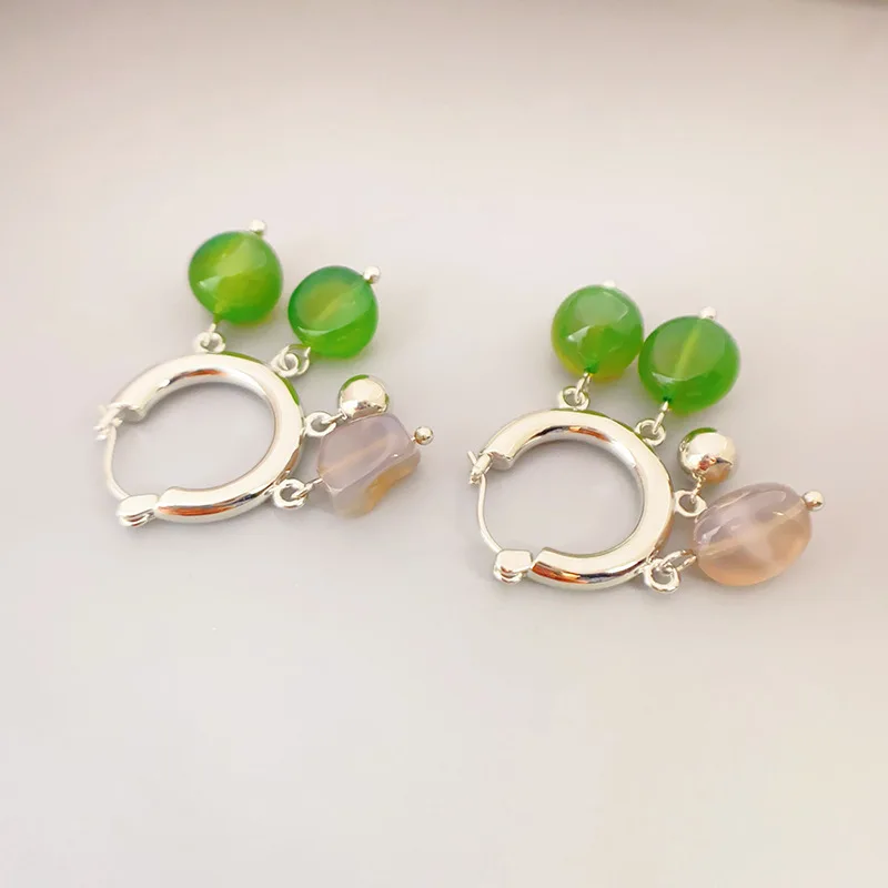 2026 السنة الجديدة الرجعية موضة الحجر الطبيعي العقيق شرابات قلادة شخصية ضوء الأقراط الفاخرة الراقية مزاجه الأطواق #4