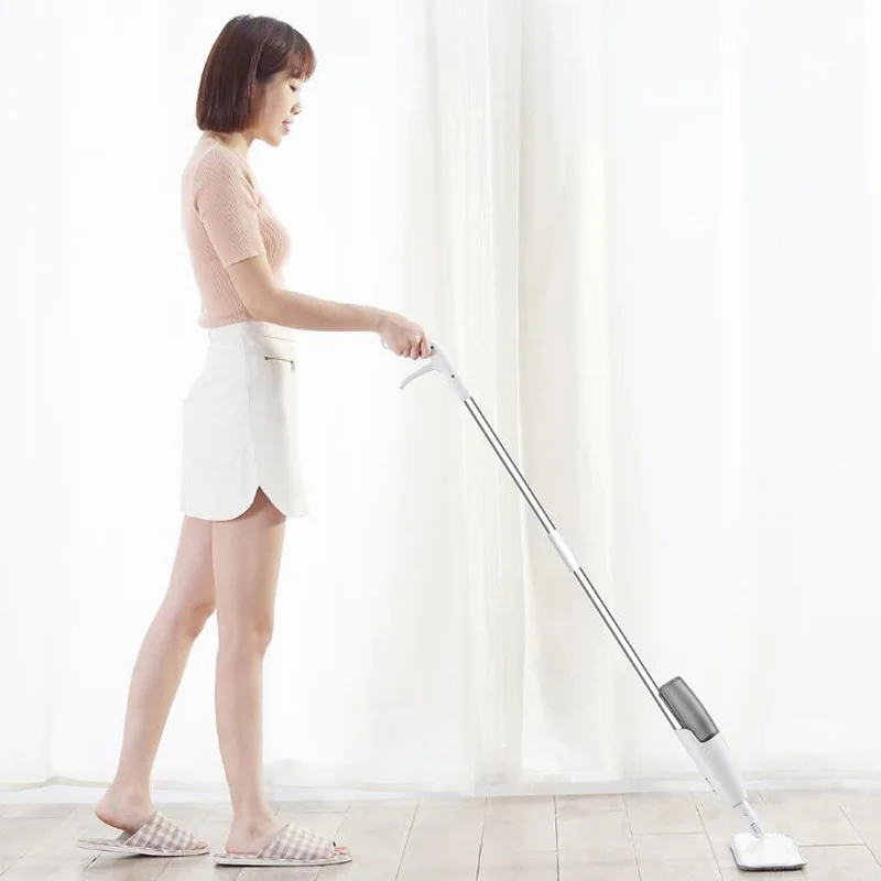 Hot Deerma Water Spray Mop With Cloth Carbon fiber dust cloth 360 degree rotating 1.2m easier for  cleanin