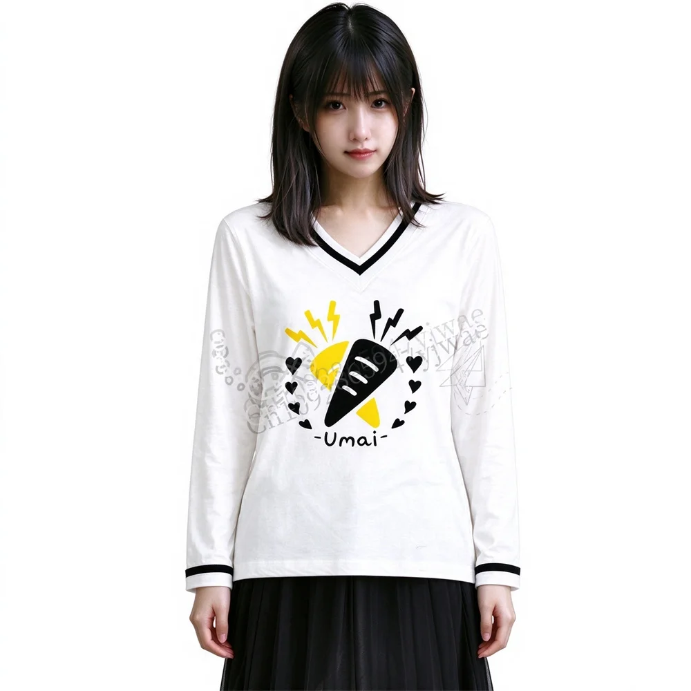Pretty Derby Tamamo Cross Carrot Pattern Long Sleeve T-Shirt White Loose Top Cosplay Costume Autumn Women'S T-Shirt