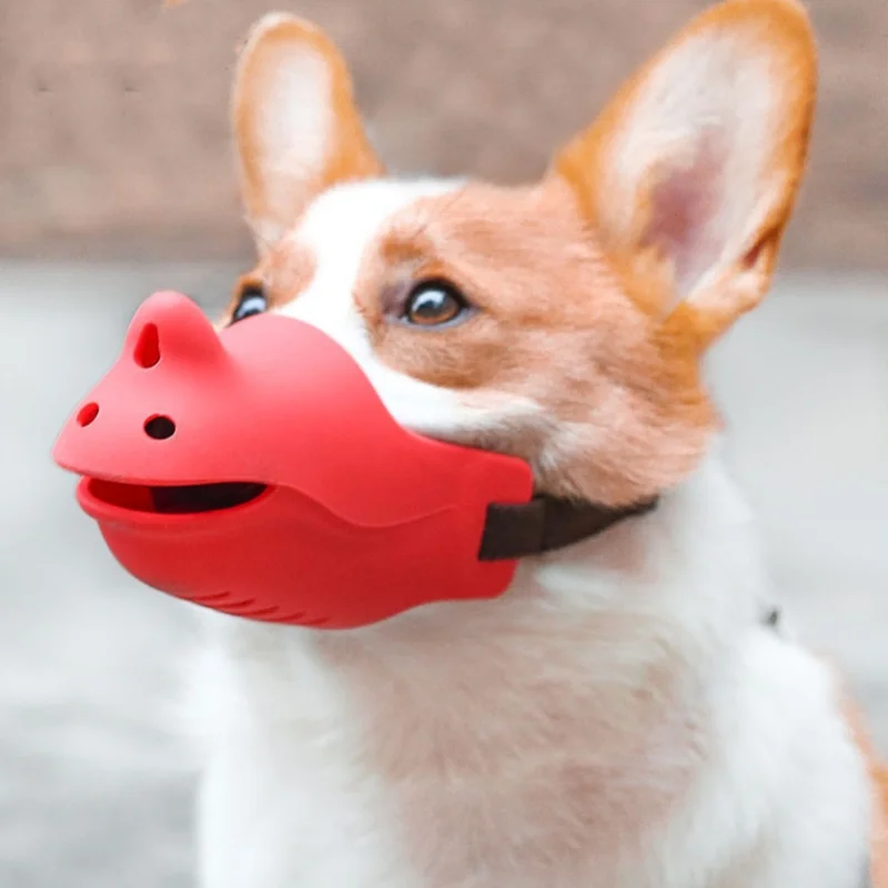 Pet Dog Pure Silicone Muzzle Anti-barking and Anti-bite Rhino-shaped Muzzle Medium and Small Sized Dogs Mouth Blocking Tool