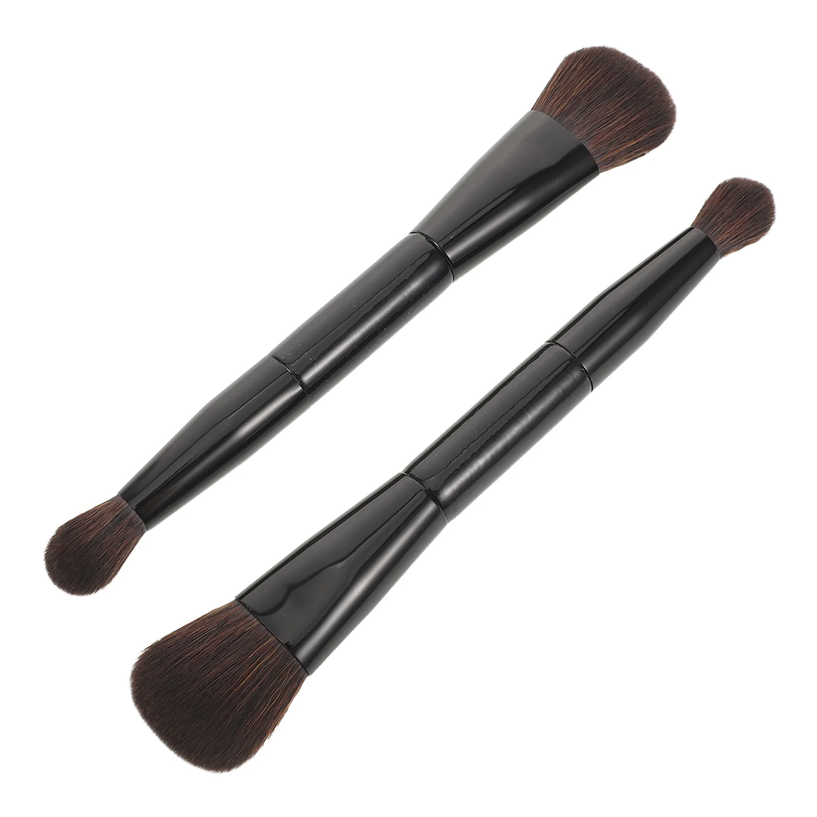 2 pçs pincel de maquiagem de ponta dupla macio dupla face blush contorno pó iluminador aplicador viagem rosto ferramentas