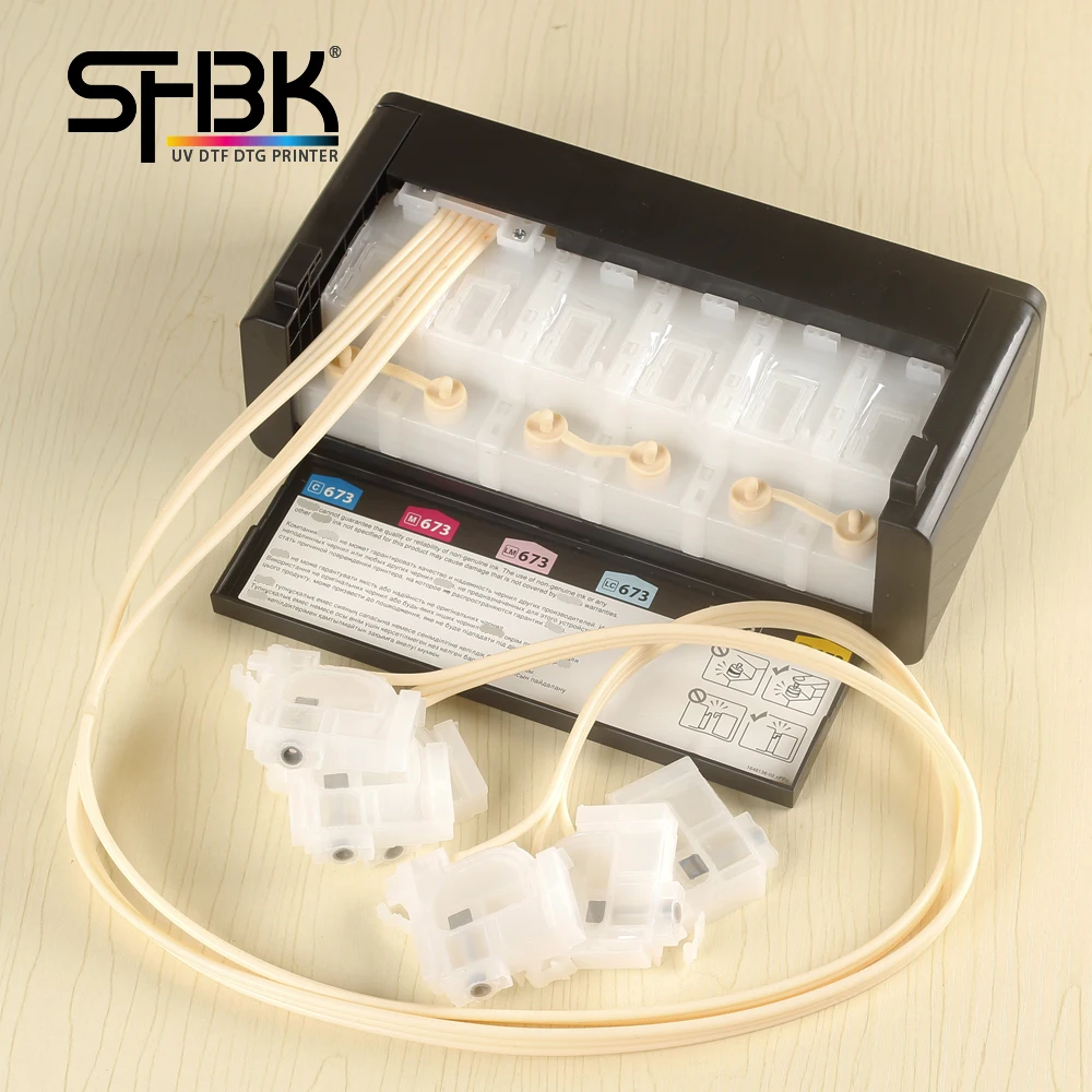 For EPSON L1800 Printer Continuous Ink Supply System CISS DTF Ink Cartridge A3 6 color CMYKWW damper chip