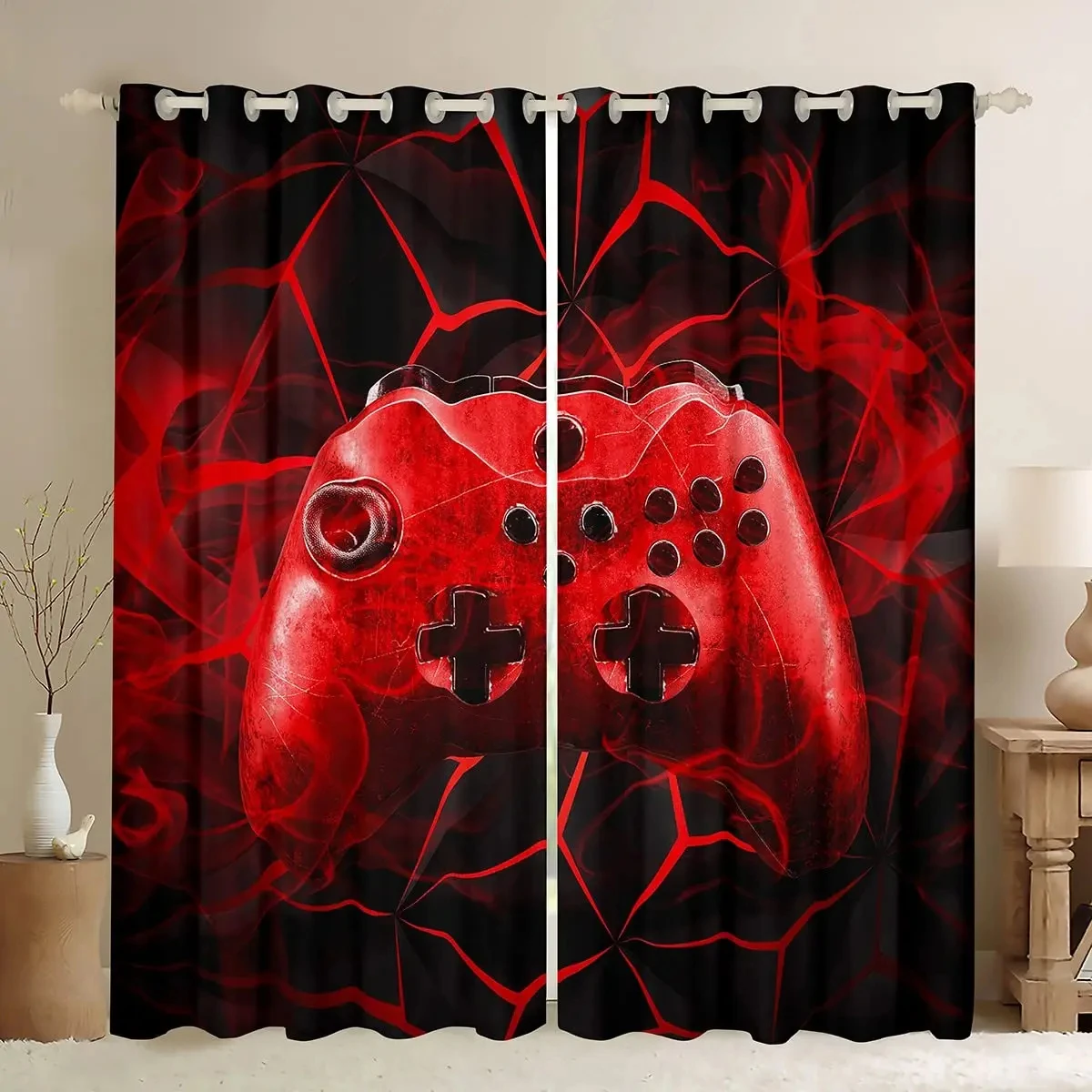 The Latest Green Gamepad Remote Control Digital Printed Curtains for Blinds Window Goys's Bedroom Kitchen Office Curtains