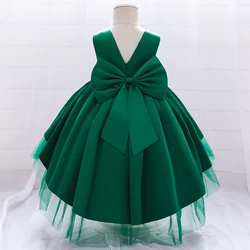 Bow Baby Girl Party Dress Christmas Costume Toddler Tulle 1st Birthday Wedding Princess Dresses Bridemaid Kids Clothing Vestidos