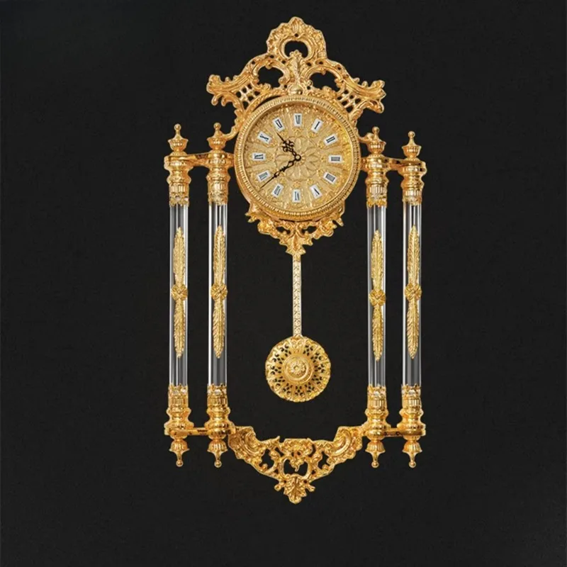 Luxury Antique Brass 24K Gold Plated Wall Decoration Copper Wall Clock