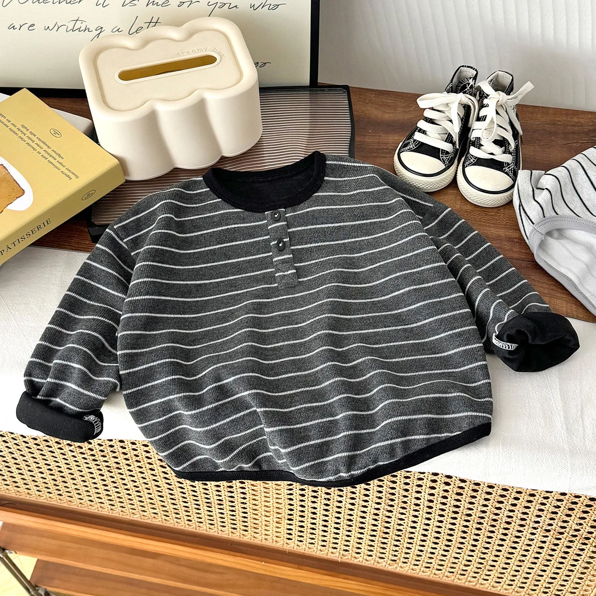 Baby Frühling Herbst Langarm T-Shirt Junge Mädchen Warmes Überzieh-Oberteil Kinder Atmungsaktives Bequemes Freizeit-Sport-Sweatshirt – Detail 12