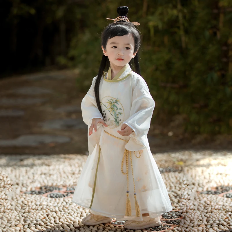 طقم ملابس هانفو من قطعتين للأطفال الصغار ، رول أولاد رضيع ، فائق الخالد ، طراز قديم ، الربيع والخريف ، على الطراز الصيني