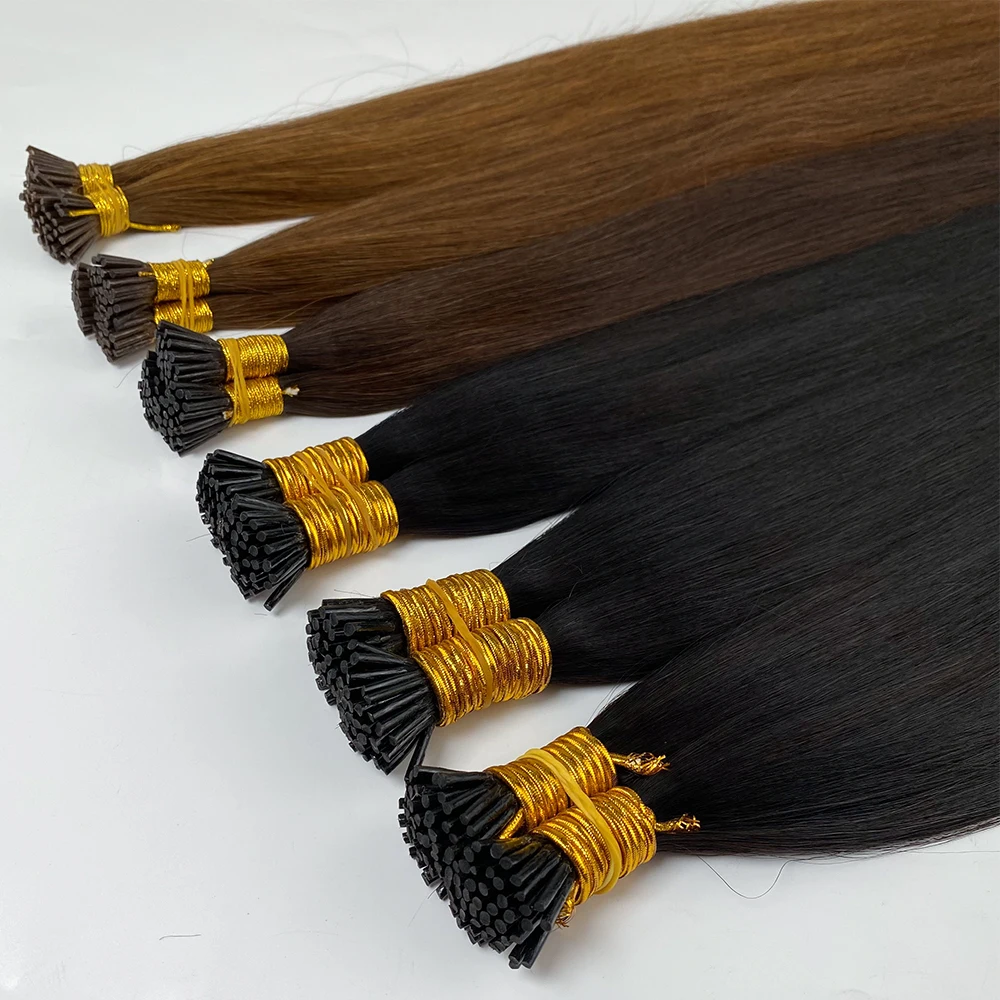 Remi i ponta 100% extensões de cabelo humano real extensões de cabelo reto em massa cabelo eu ponta extensões de cabelo natural fusão natural cabelo