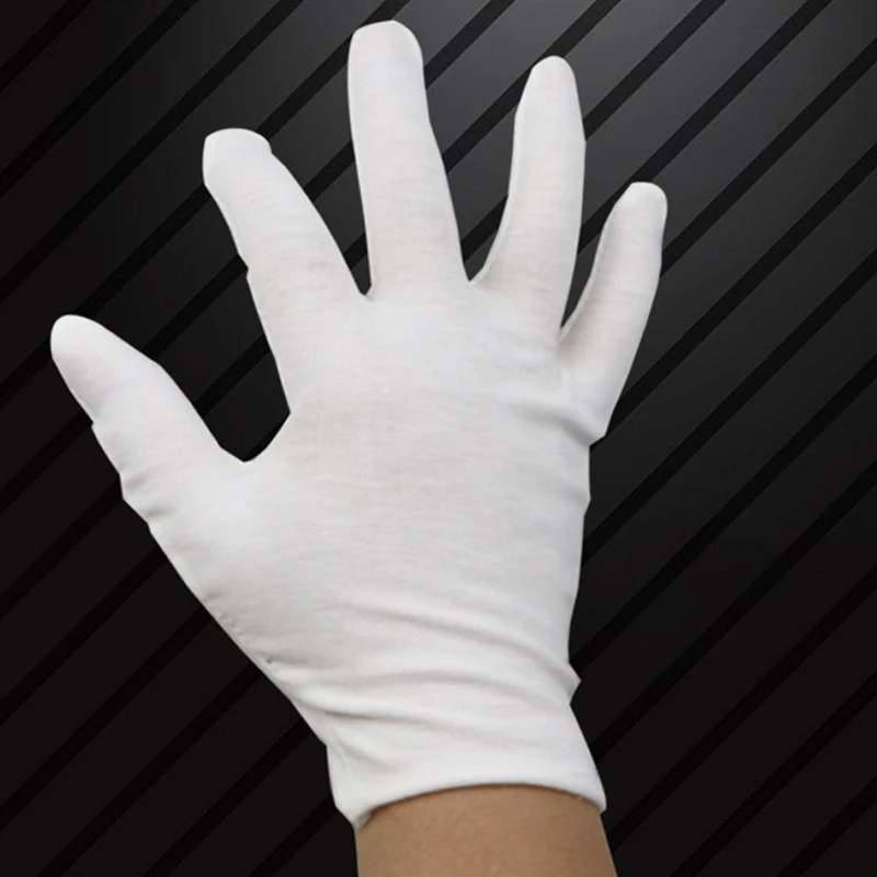 1Pair White Cotton Gloves Thickened Stretchable LiningThickened Jewelry Glove Labor Gloves Etiquette Gloves Driving Gloves