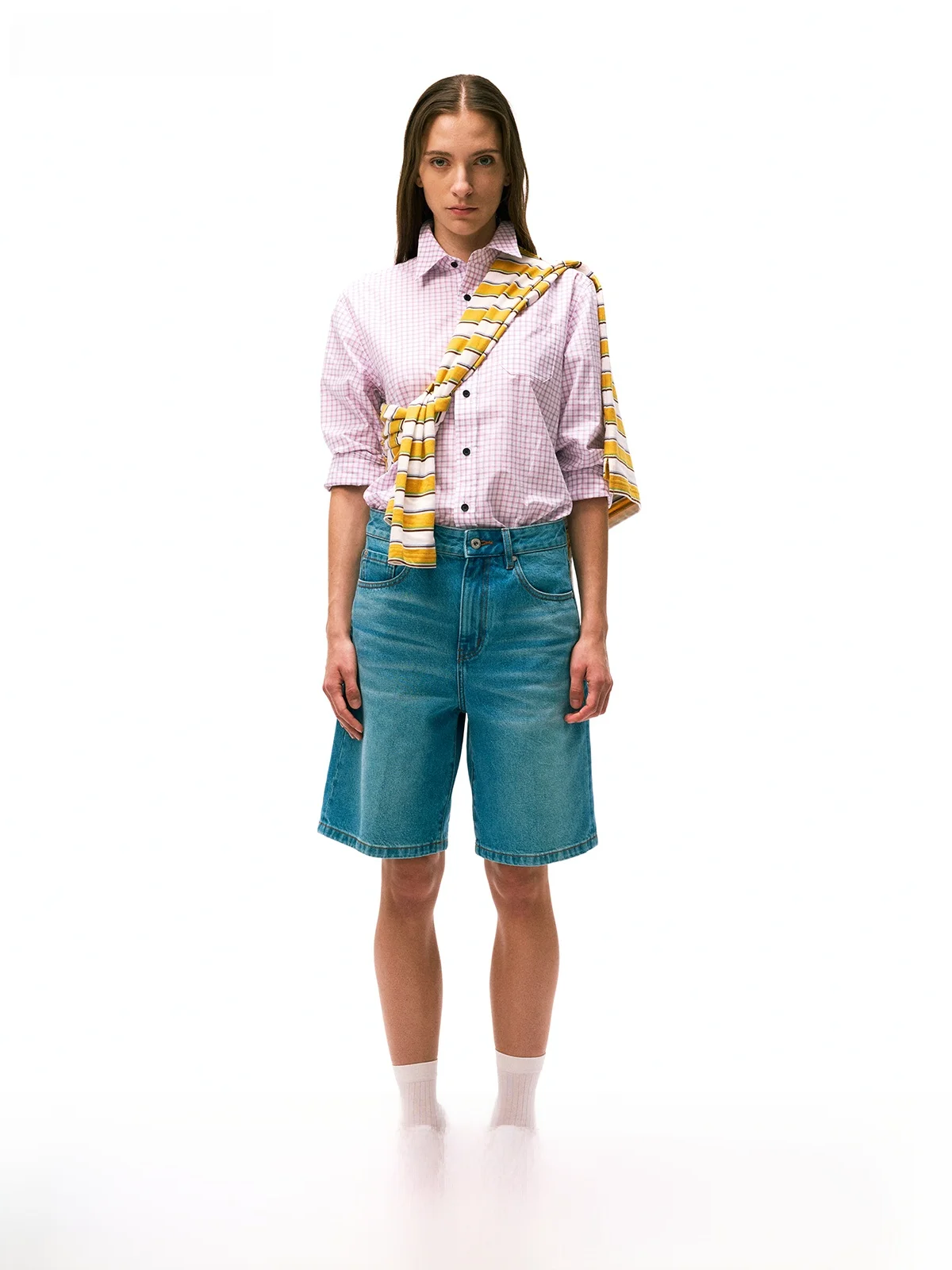 

Classic Small Plaid 00% Cotton Lightweight Vintage Loose oulder Long Sve irt Breathable Comfortable Women's Faion