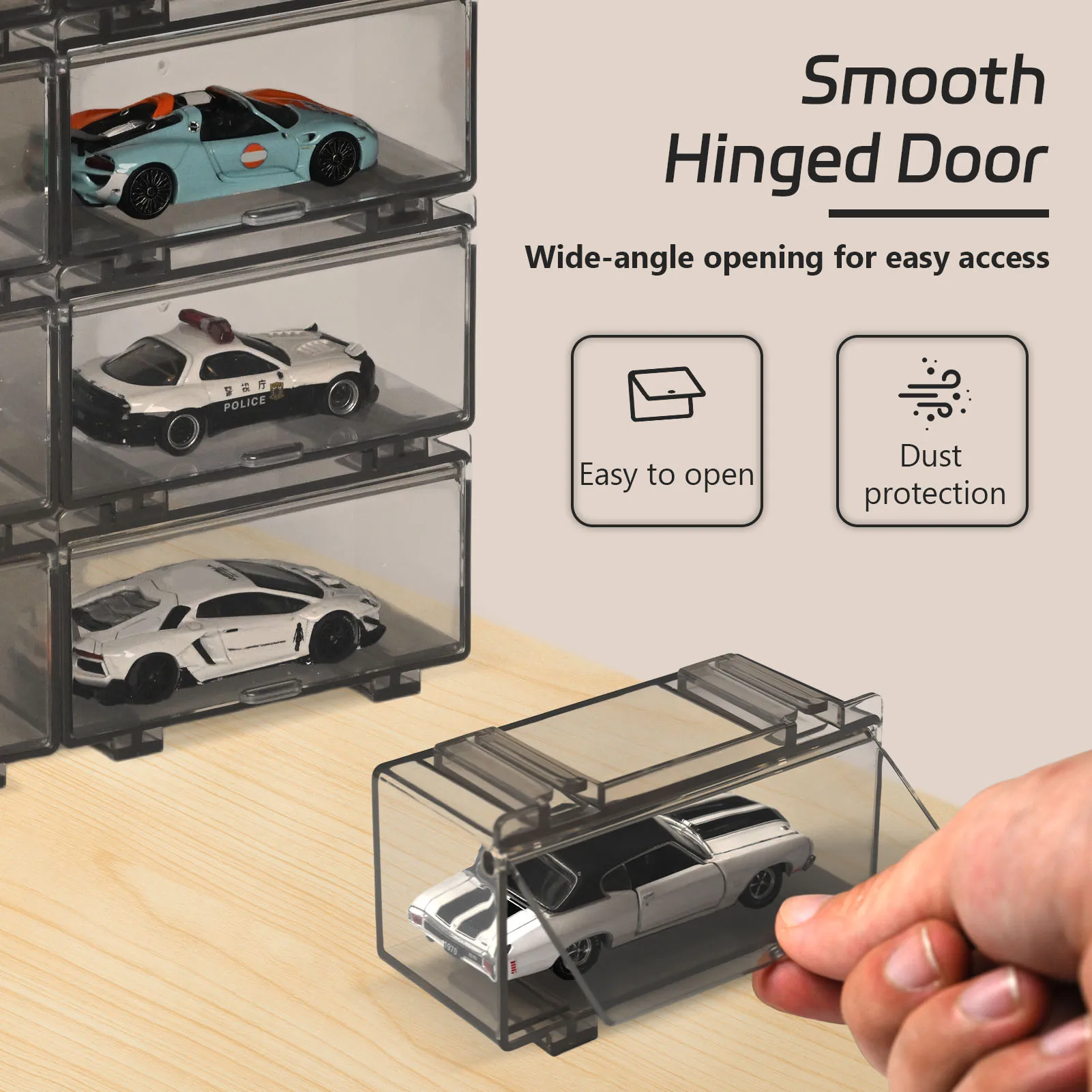 Diorama 1/64 Car Model Display Case, Transparent Dust-proof Box Model, Stackable Acrylic Storage Boxes for 1/64 Die-cast Car